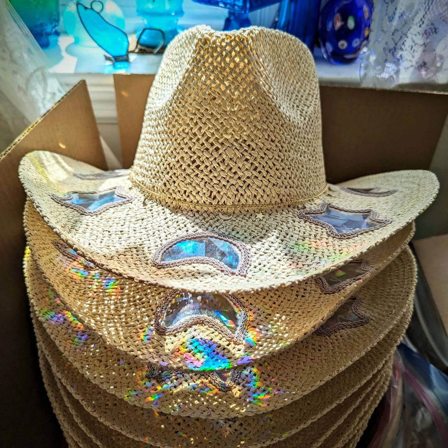 Sfrcord® Last Day 50% OFF🔥Suncatcher Cowgirl Straw Prism Hat D01