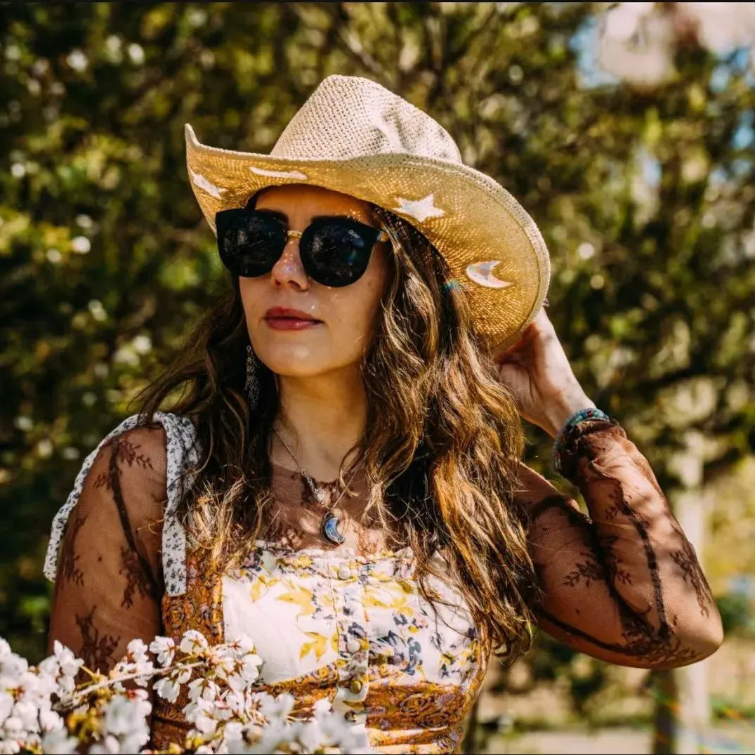Sfrcord® Last Day 50% OFF🔥Suncatcher Cowgirl Straw Prism Hat D01