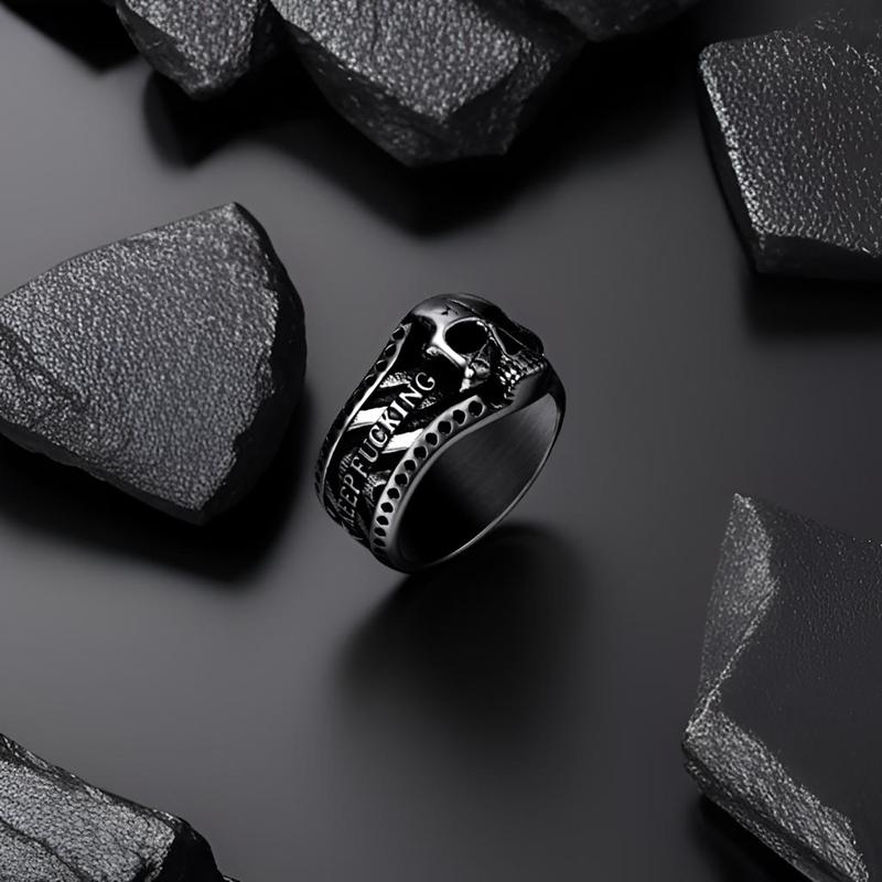 CZTICLE® "Keep Fu**ing Going" Vintage Gothic Skull Ring d04
