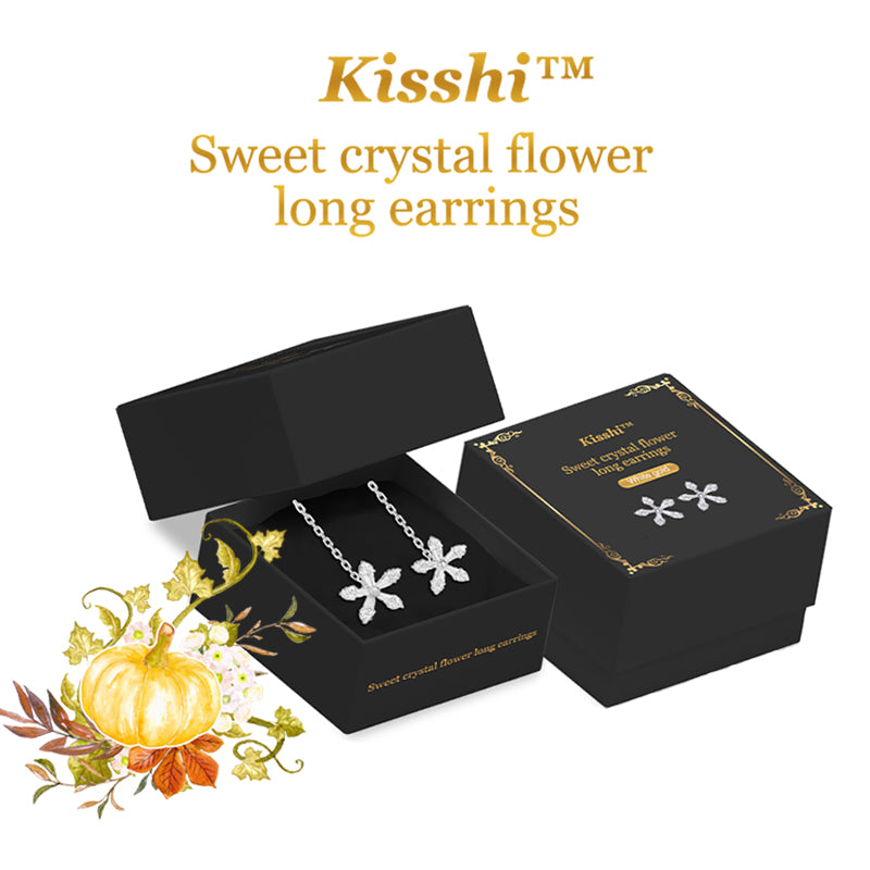 KISSHI™  Sweet Crystal Flower Long Earrings 💐