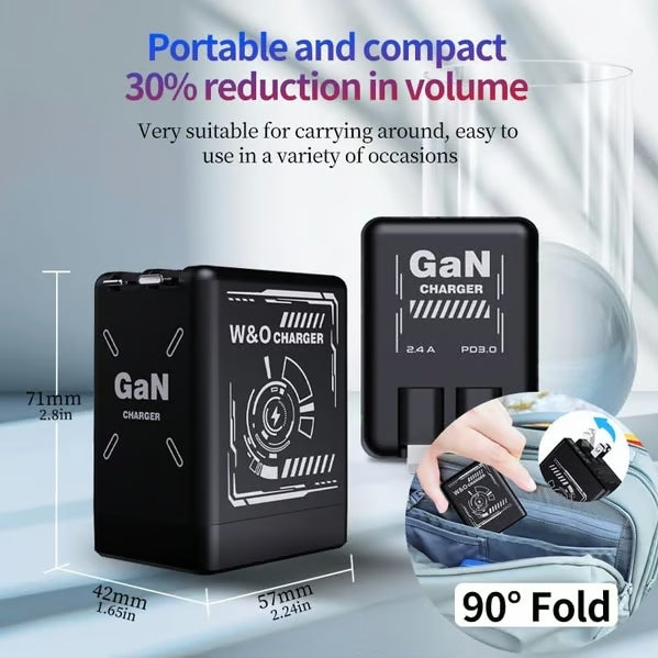 Cilifer® 2-in-1 GaN Compatible with 120W Fast Charger with Retractable Type-C and ligtning Cable D03