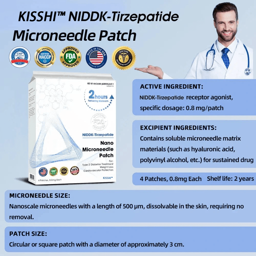 KISSHI™  NIDDK-Tirzepatide Nano Microneedle Patch (Zero Pain, 24/7 Release | Lose 20lbs FAST | 90% Sugar Drop | )