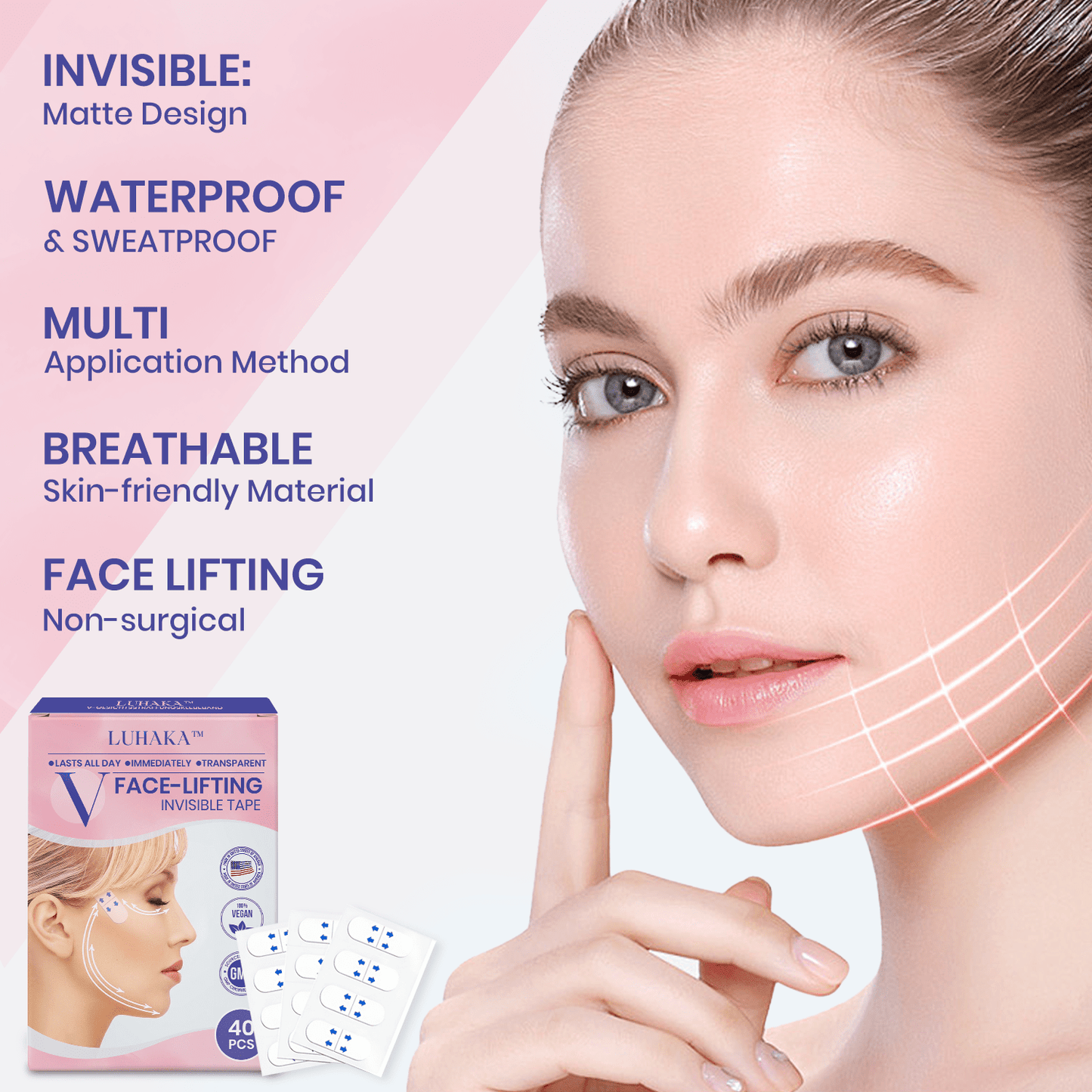 Luhaka™ V-Face Lifting Invisible Adhesive Tape D01