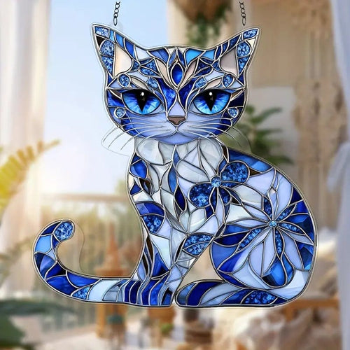 CZTICLE®Blue & White Cat Suncatcher Ornament🐱 D02