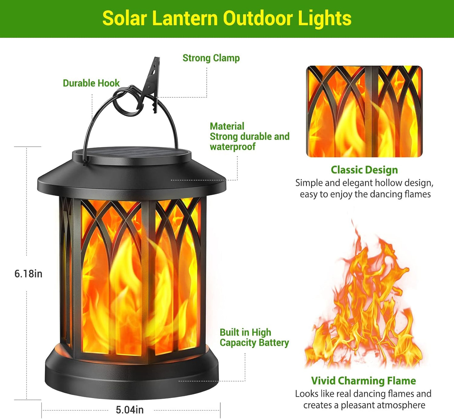 Cilifer® 🔥🏆Flash Sale⚡ 50K+ SOLD! Almost Gone-💥✨🔥 Upgraded Flickering Flame Solar Lantern Outdoor Waterproof Light D01
