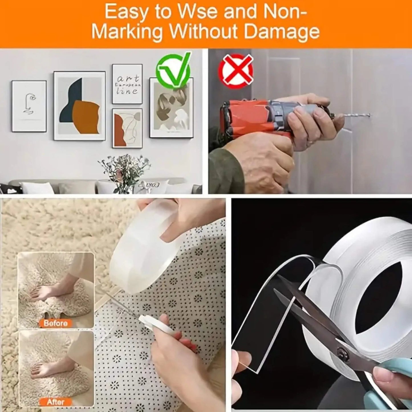 CZTICLE® 🔥Double Sided Tape Heavy Duty 3-Roll Pack (30FT) D02