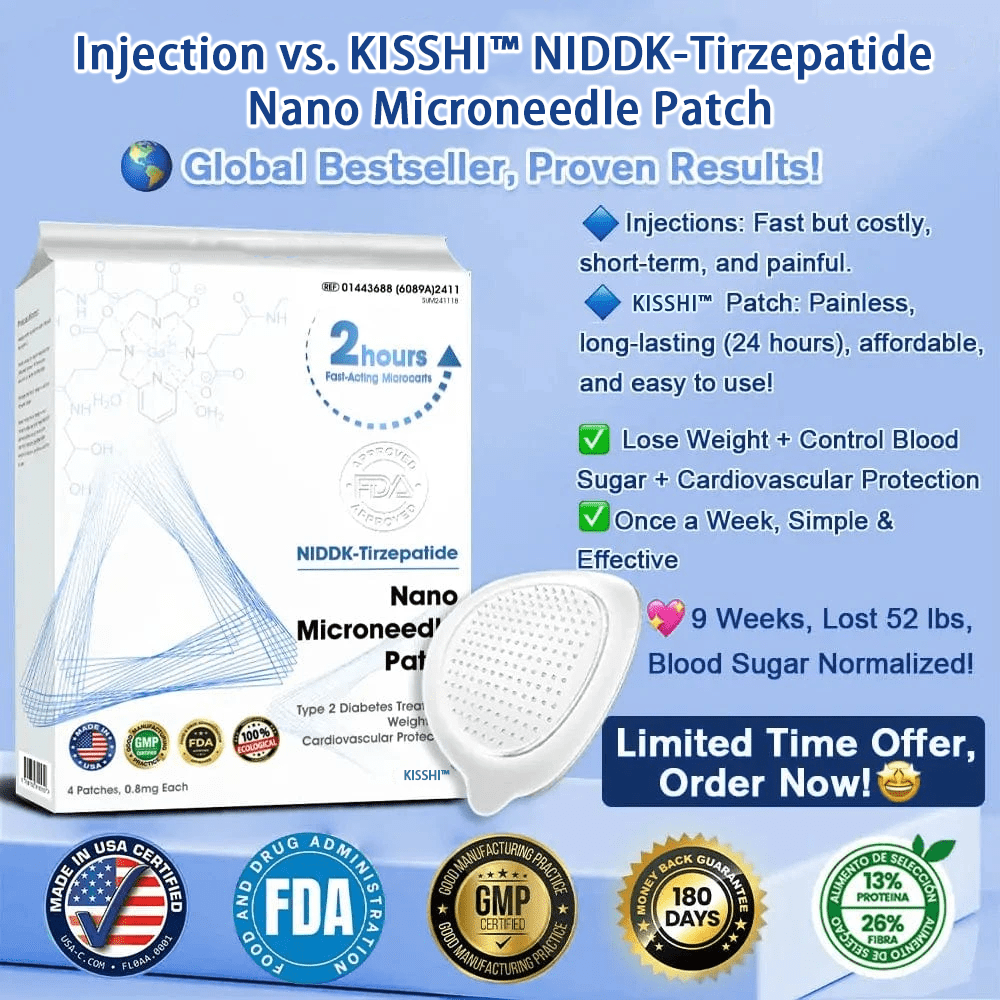 KISSHI™  NIDDK-Tirzepatide Nano Microneedle Patch (Zero Pain, 24/7 Release | Lose 20lbs FAST | 90% Sugar Drop | )