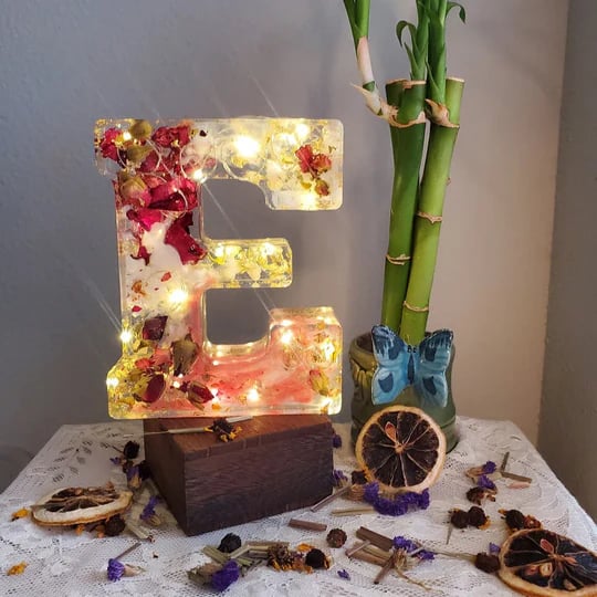 Handmade Floral Resin Night Light
