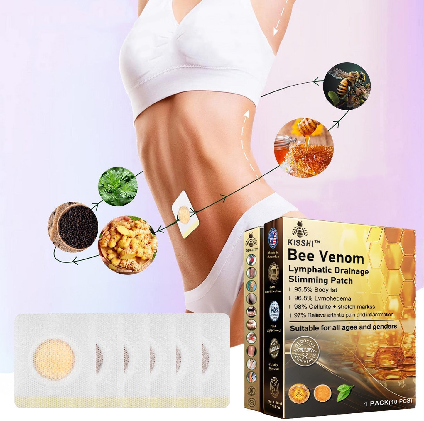 KISSHI™ Bee Venom Lymphatic Drainage Slimming Patch D01