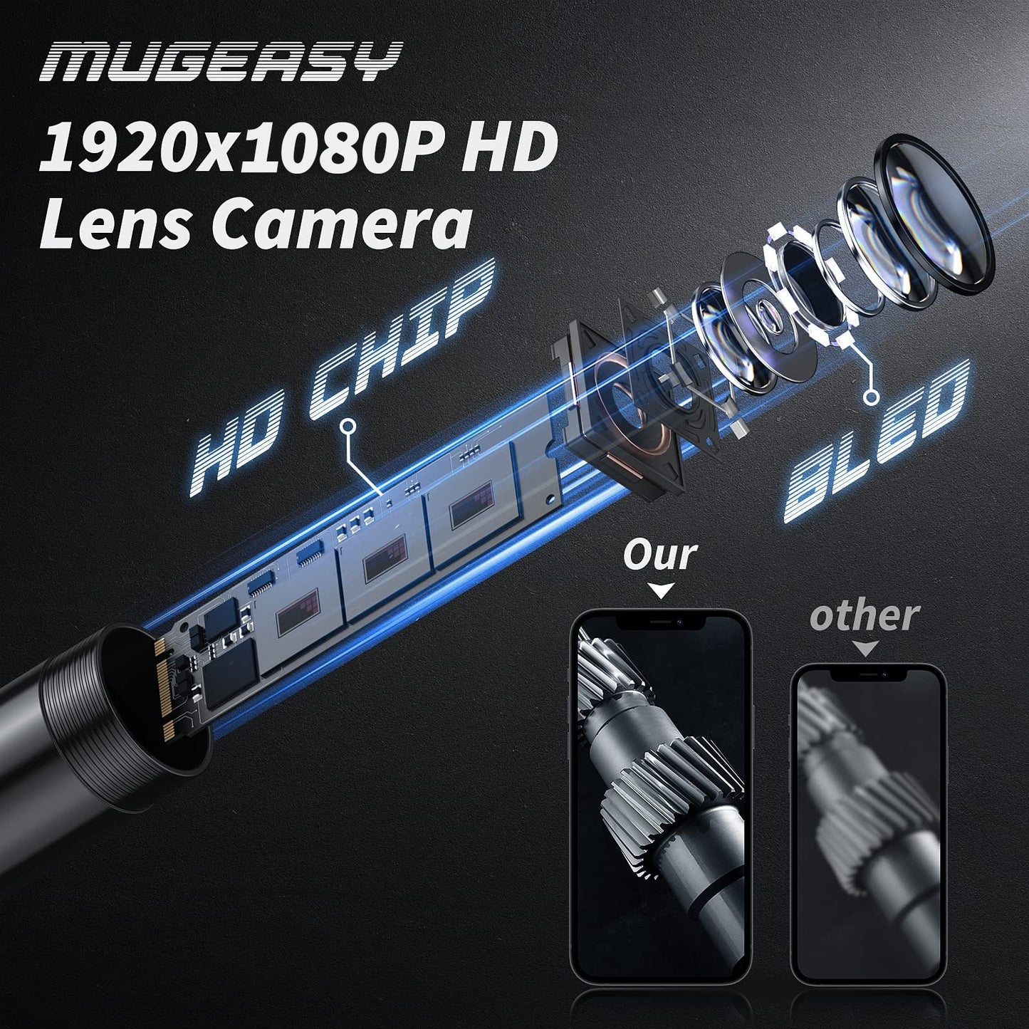 Cilifer® 🔎 Plug-and-Play Endoscope Camera – Compatible with Android & iPhone & ipad for Direct Connection D01