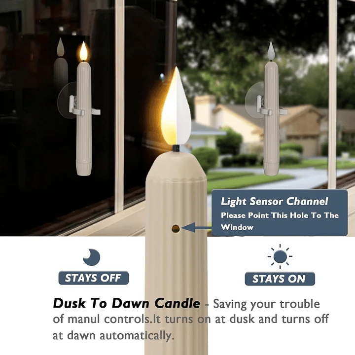 ON SALE🔥Window Flameless Led Taper Cilifer® Candles with Sensor Dusk to Dawn  D01
