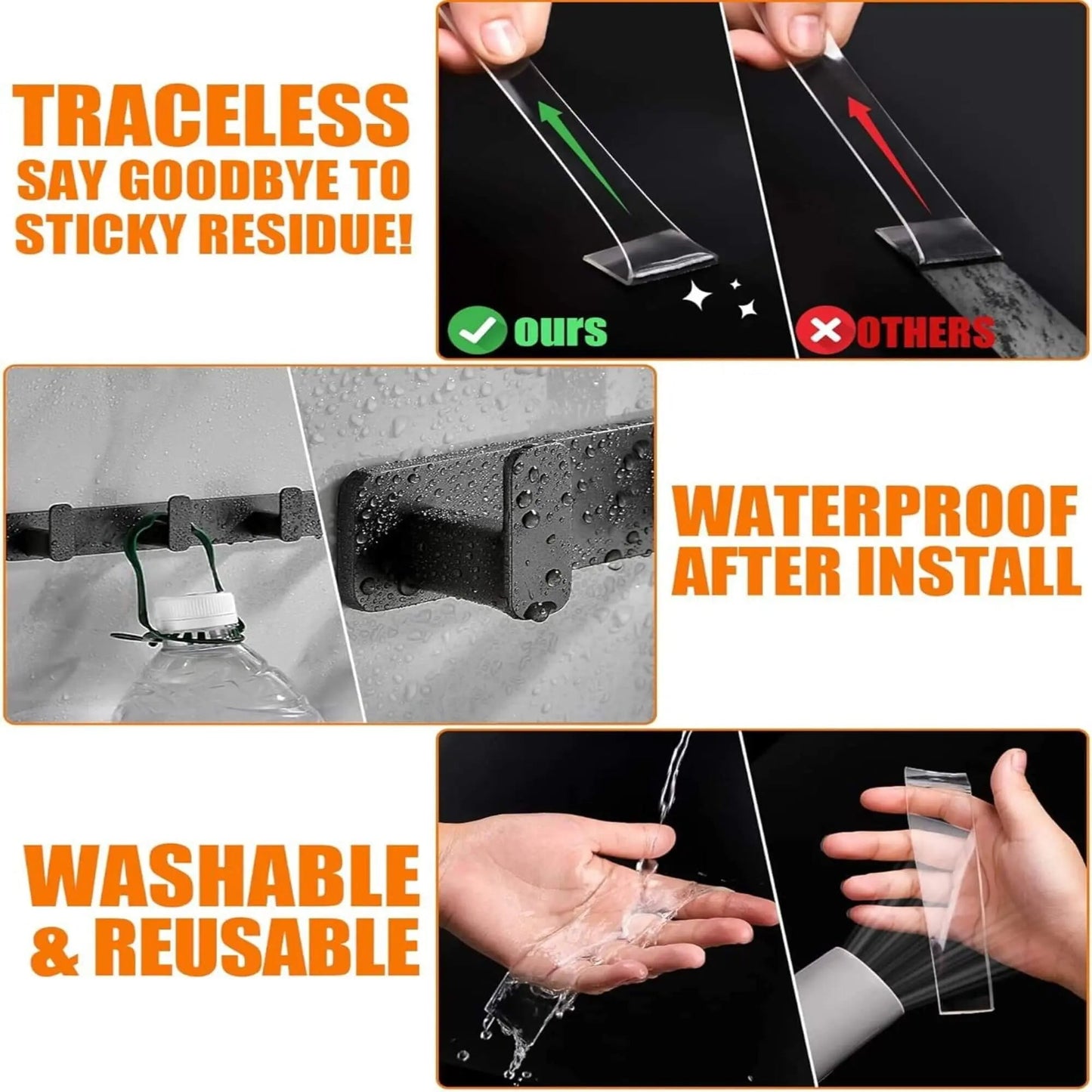 CZTICLE® 🔥Double Sided Tape Heavy Duty 3-Roll Pack (30FT) D02