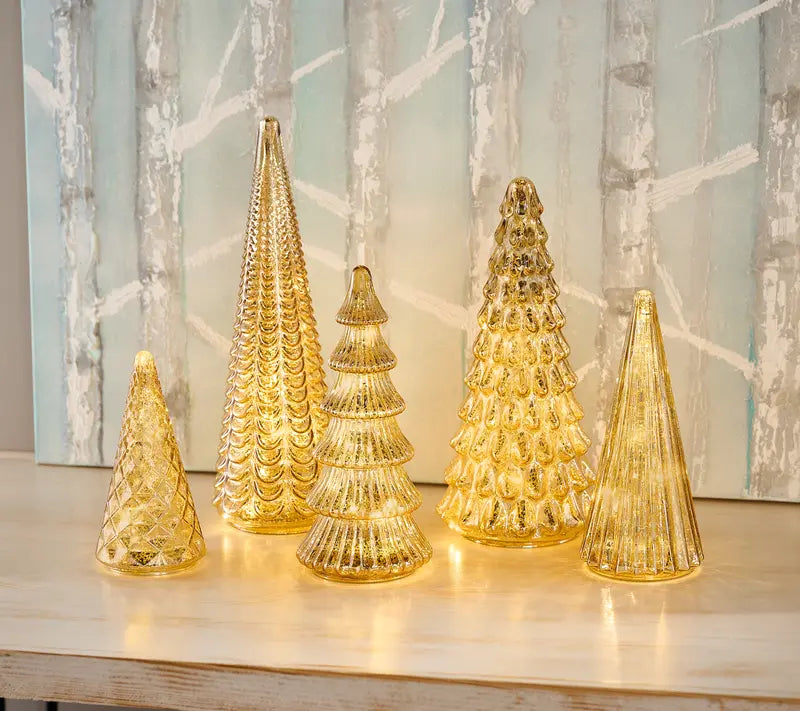 Billhol® 🔥LAST DAY 50% OFF 🔥 Set of 5 Illuminated Mercury Glass Trees 🎄04