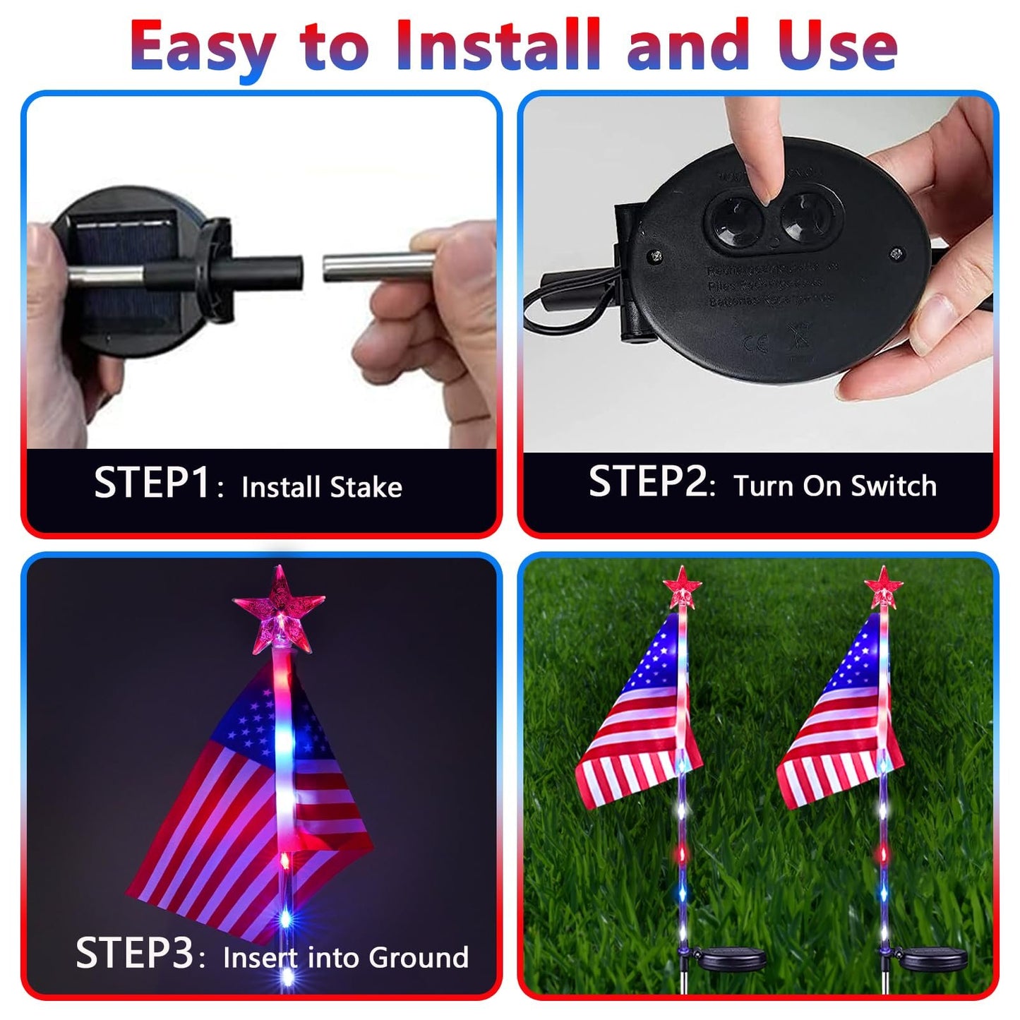 CZTICLE® 🔥🔥US American Flag Solar Lights D01