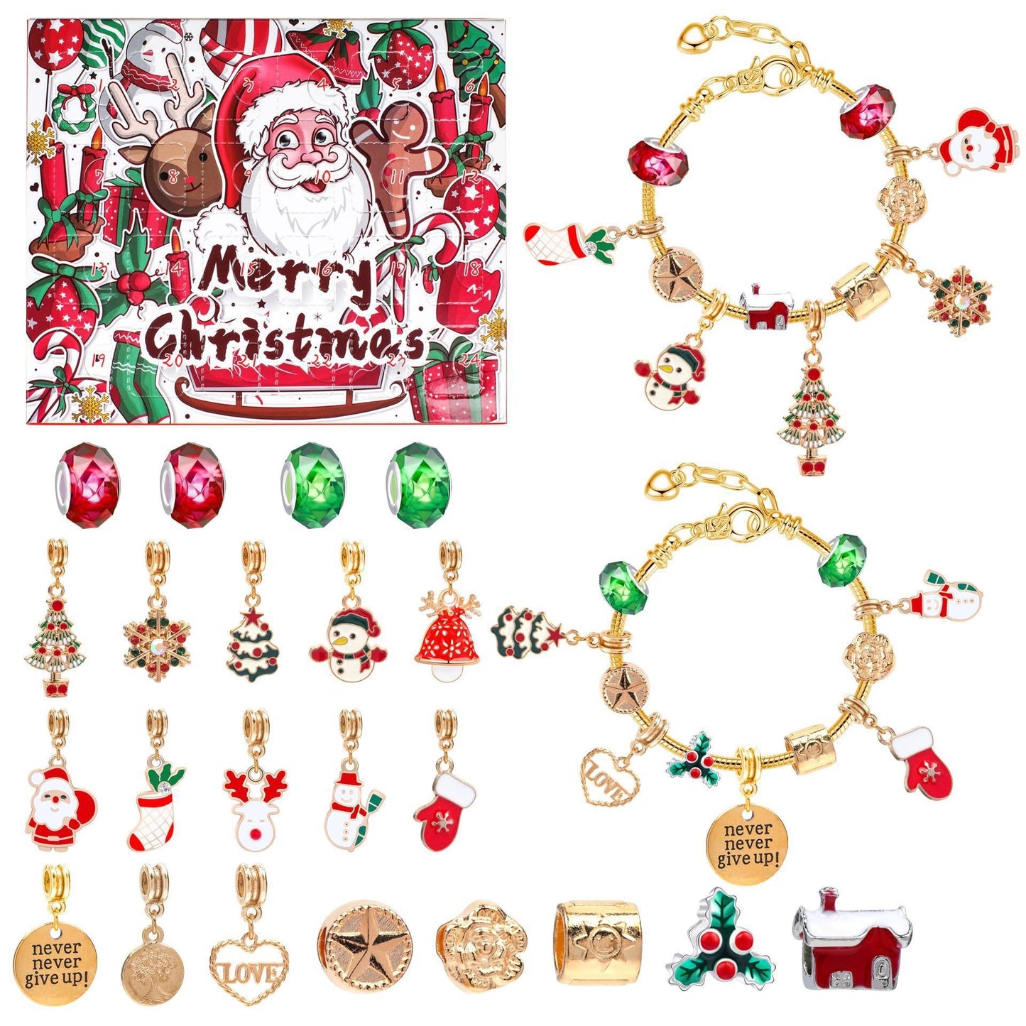 Oneswear® 🔥24 Pcs DIY Christmas Advent Calendar Bracelets Set D02