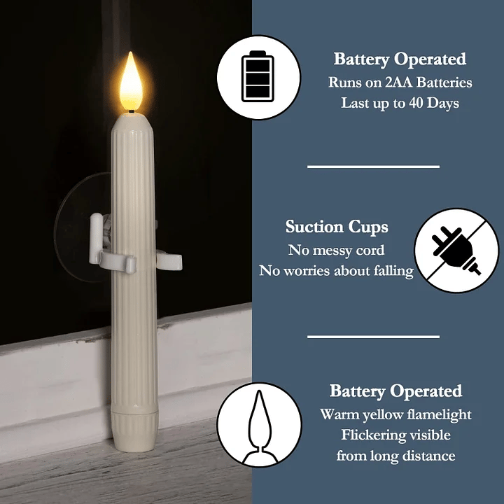 ON SALE🔥Window Flameless Led Taper Cilifer® Candles with Sensor Dusk to Dawn  D01