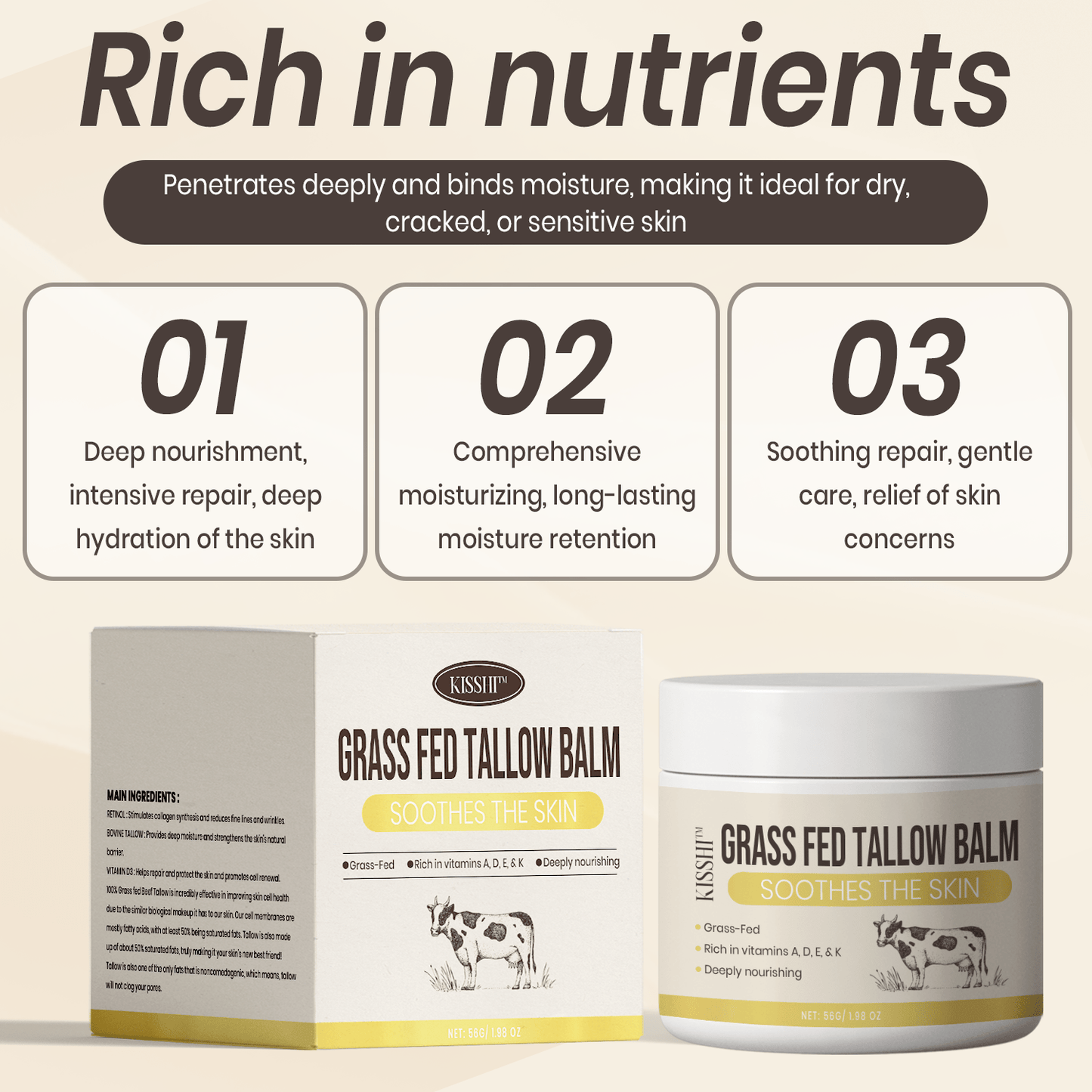 KISSHI™ Grass Fed Tallow Balm D01