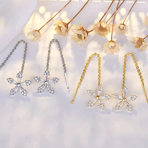 KISSHI™  Sweet Crystal Flower Long Earrings 💃