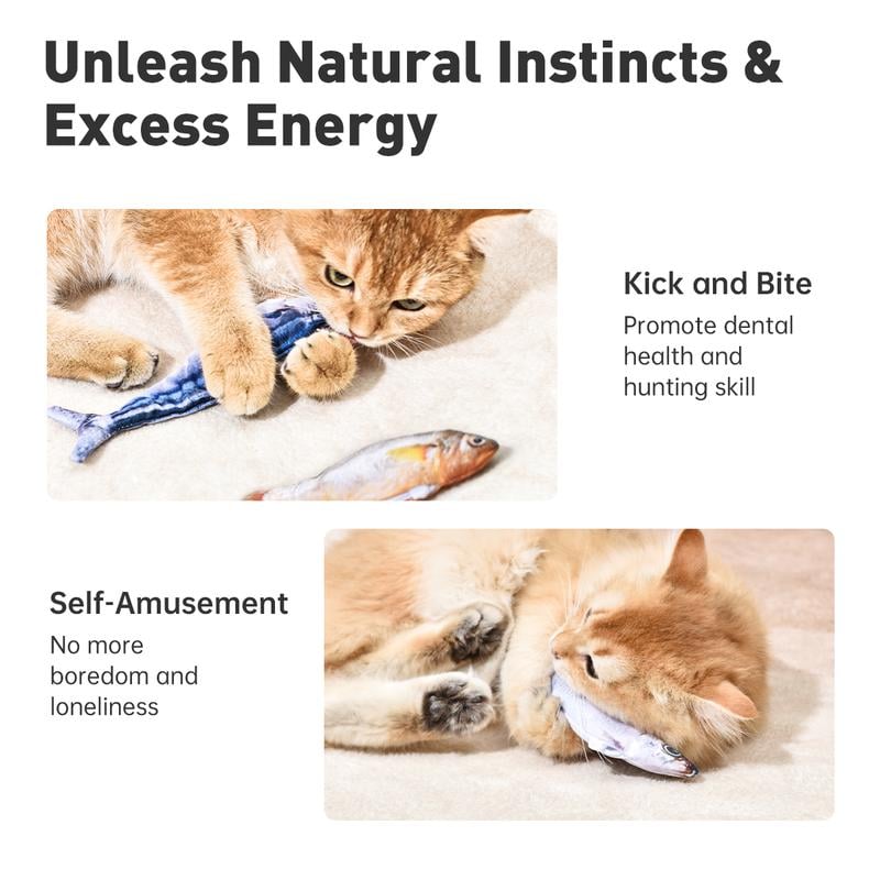 Cilifer®🔥 Petgravity Bitesized Realistic Flopping Fish Cat Toys D01