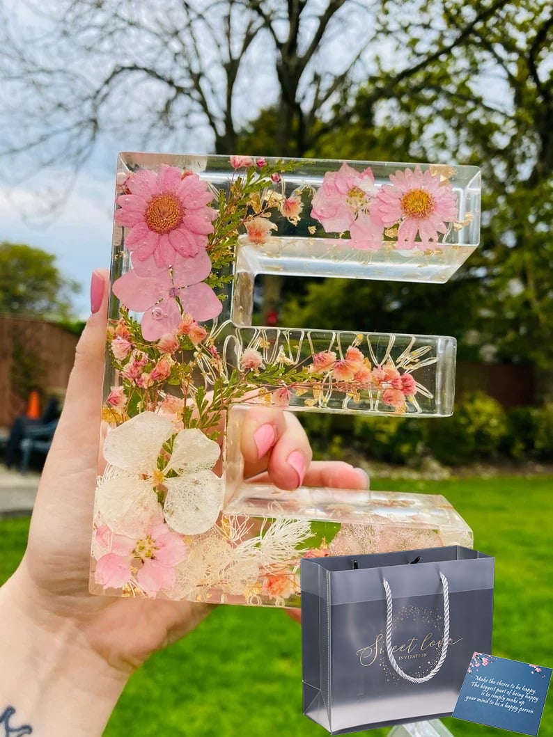 Handmade Floral Resin Night Light