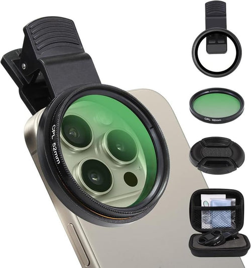 Cilifer® 52mm Clip-0n CPL Phone CameraLens Filter Kit, Circular PolarizerPolarizing Filter Compatible with Mostcell phones