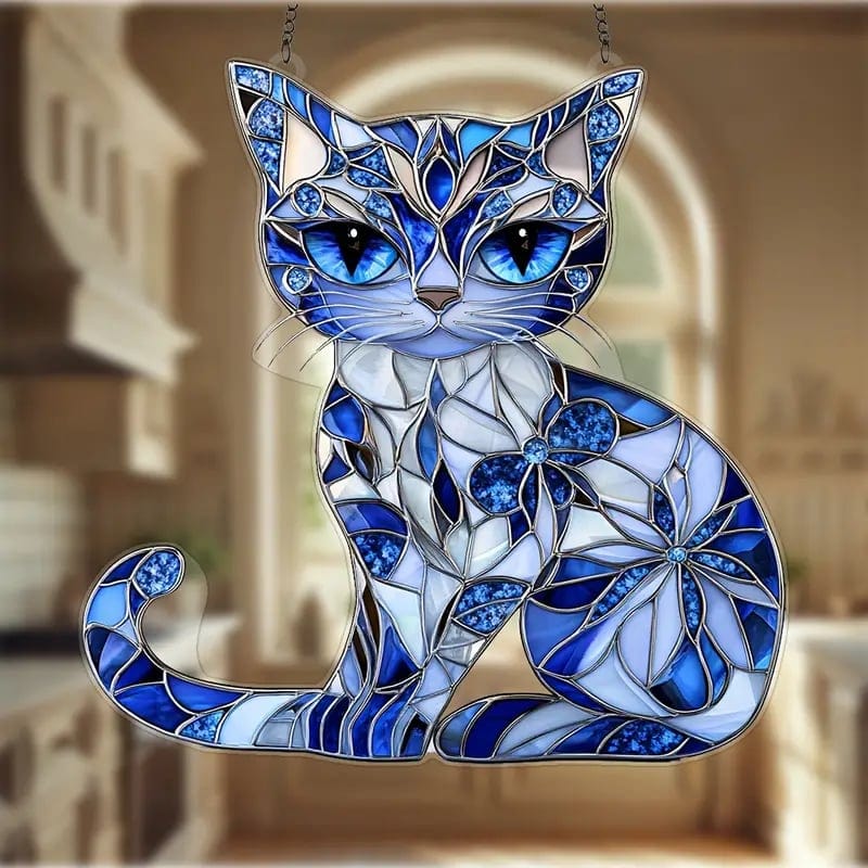 CZTICLE®Blue & White Cat Suncatcher Ornament🐱 D01