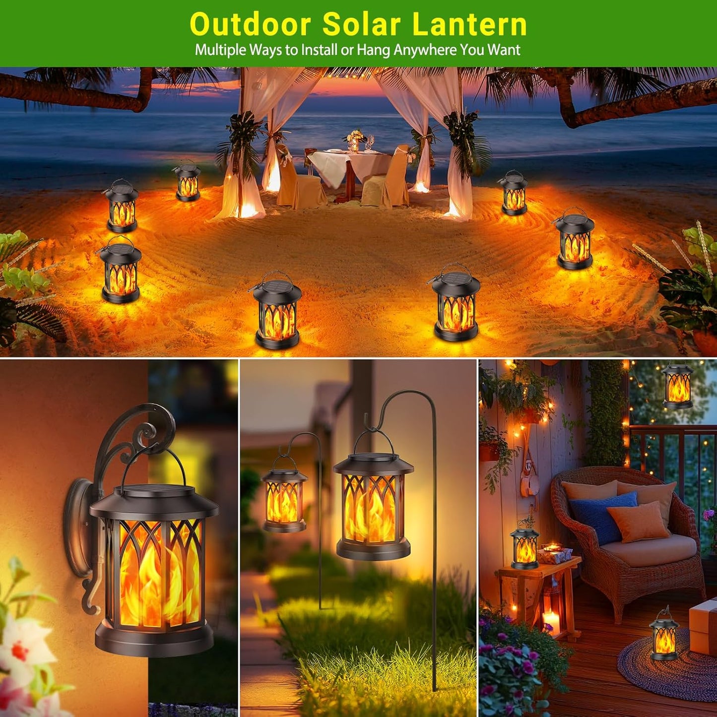 Cilifer® 🔥🏆Flash Sale⚡ 50K+ SOLD! Almost Gone-💥✨🔥 Upgraded Flickering Flame Solar Lantern Outdoor Waterproof Light D01