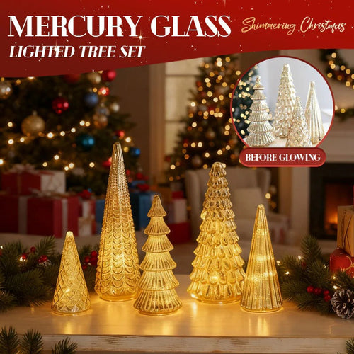 Billhol® 🔥LAST DAY 50% OFF 🔥 Set of 5 Illuminated Mercury Glass Trees 🎄04