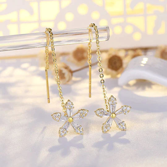 KISSHI™ Sweet Crystal Flower Long Earrings