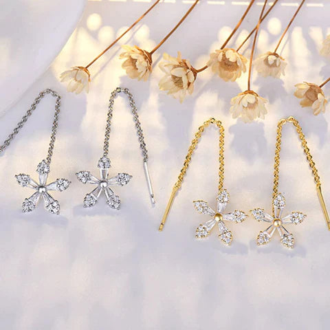 KISSHI™ Sweet Crystal Flower Long Earrings