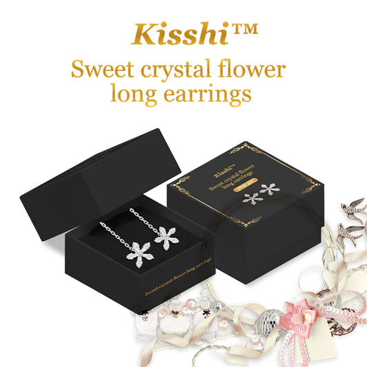 KISSHI™  Sweet Crystal Flower Long Earrings ✨