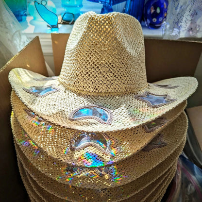 Sfrcord®  Last Day 50% OFF🔥Suncatcher Cowgirl Straw Prism Hat D02