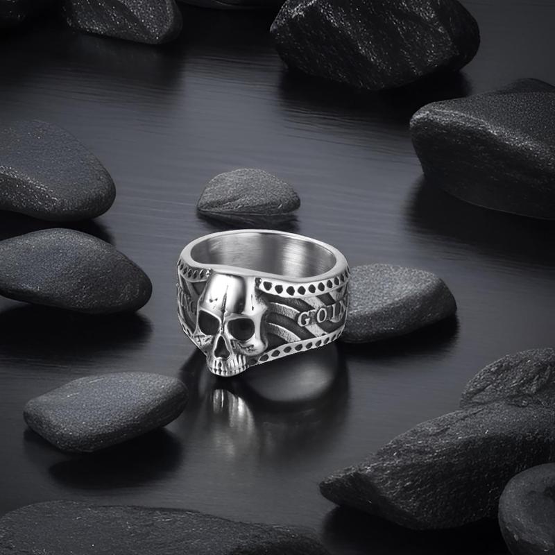 CZTICLE® "Keep Fu**ing Going" Vintage Gothic Skull Ring d02