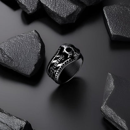 CZTICLE® "Keep Fu**ing Going" Vintage Gothic Skull Ring d02
