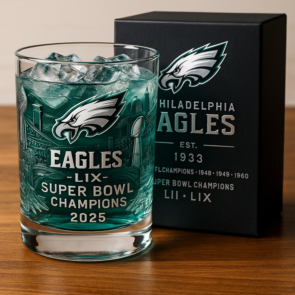 Cilifer®🔥Eagles Super Bowl LIX Champions Whiskey Glass 2025 D01