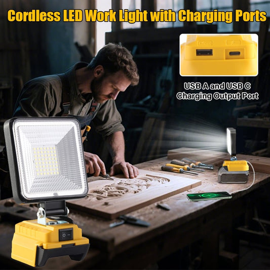 Billhol® 🔥3000LM Cordless LED Work Light with charging Ports D01