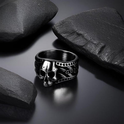 CZTICLE® "Keep Fu**ing Going" Vintage Gothic Skull Ring d02