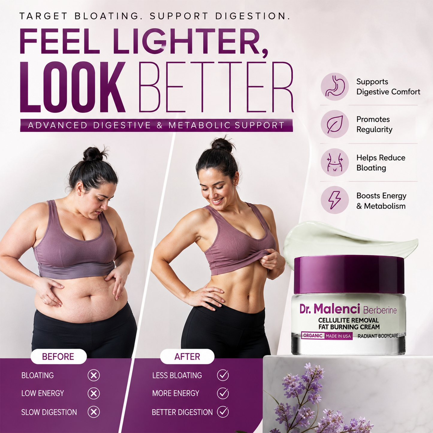 🇺🇸 Official Store | 🌙🌙Dr. Malenci Berberine Cellulite Removal Fat Burning Cream — Smooth, Firm & Sculpt Stubborn-Looking Areas
