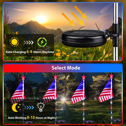 CZTICLE® 🔥🔥US American Flag Solar Lights D04