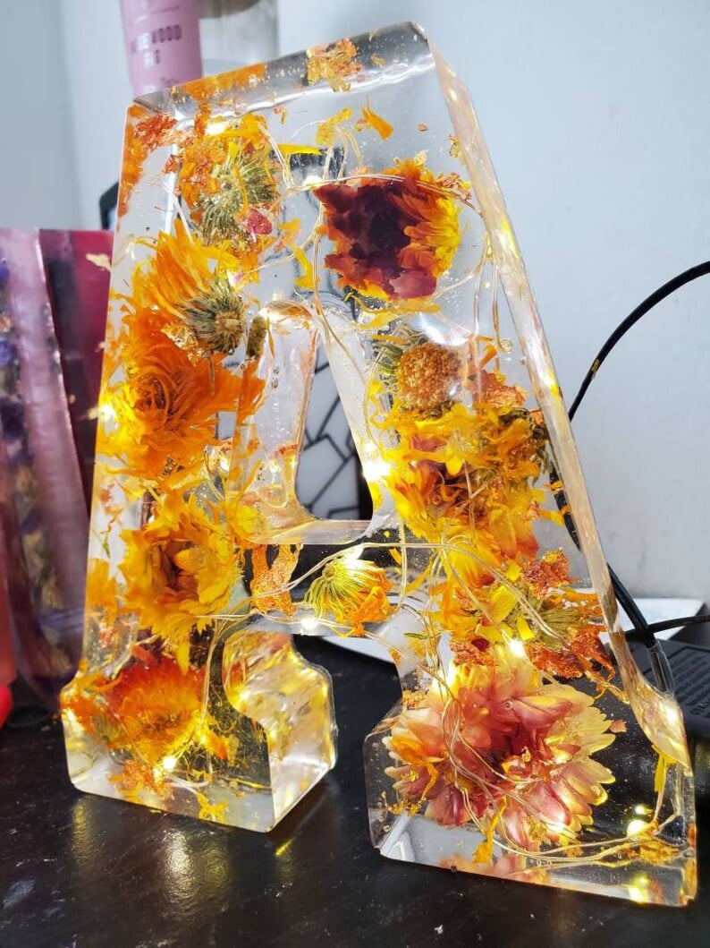 Handmade Floral Resin Night Light