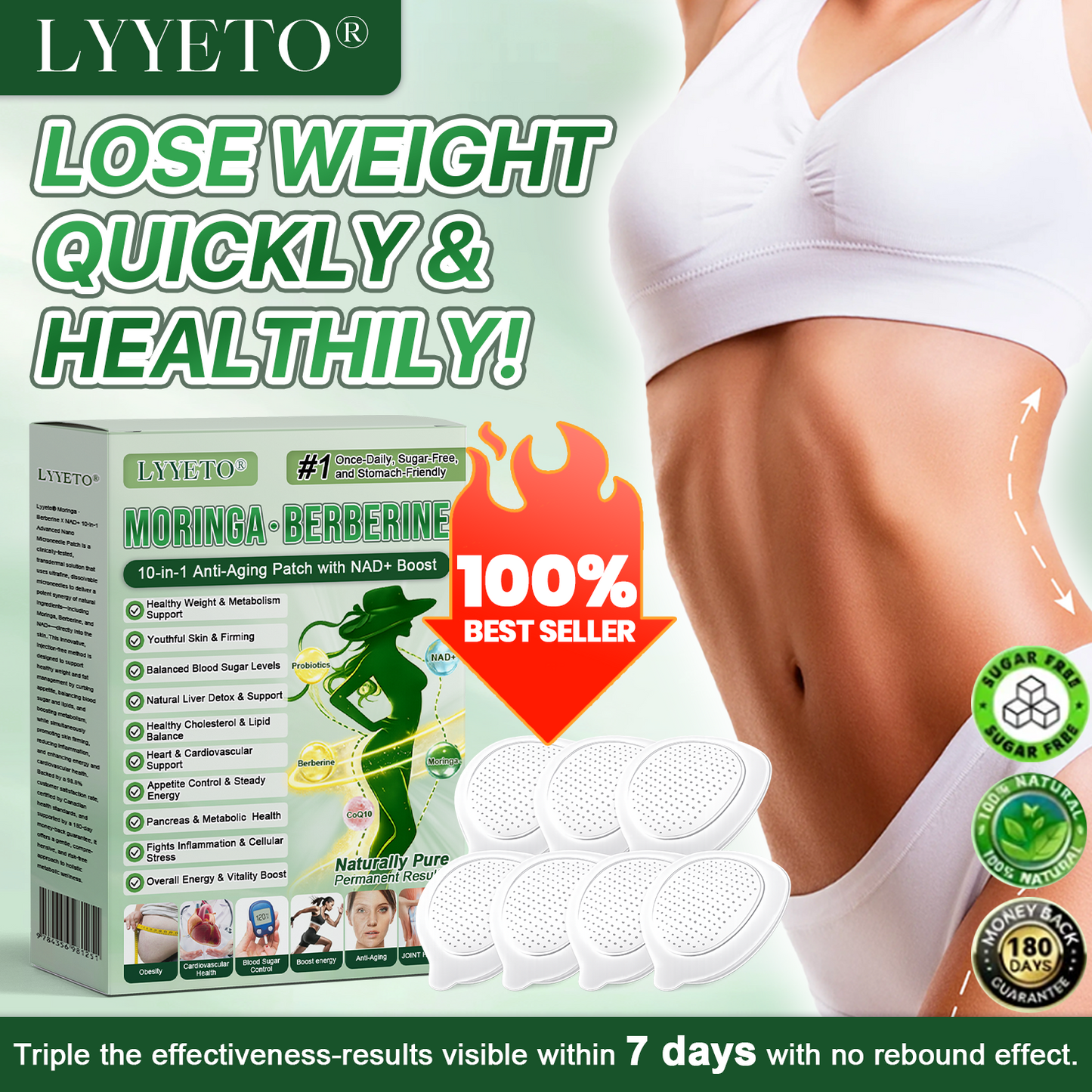Official Store | ☀️ Lyyeto® Moringa Berberine + NAD+ 10-in-1 Nano Microneedle Patch(Just once a day, visible changes in 7 days)