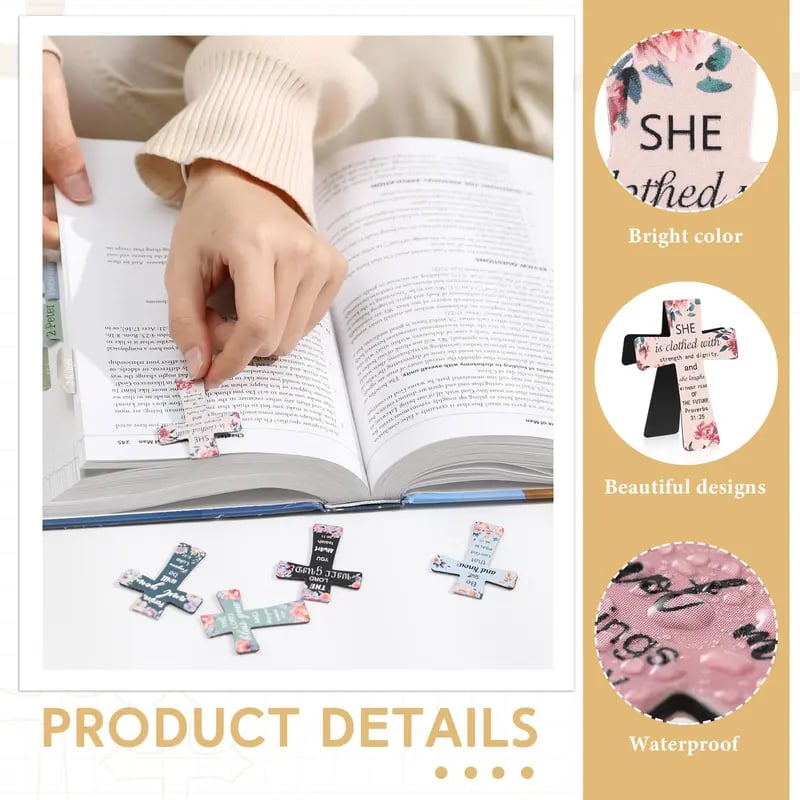🔥LAST DAY 50% OFF -📖12 Pcs Magnetic Cross Bookmarks Gifts for Bible Study. ✝️ D01