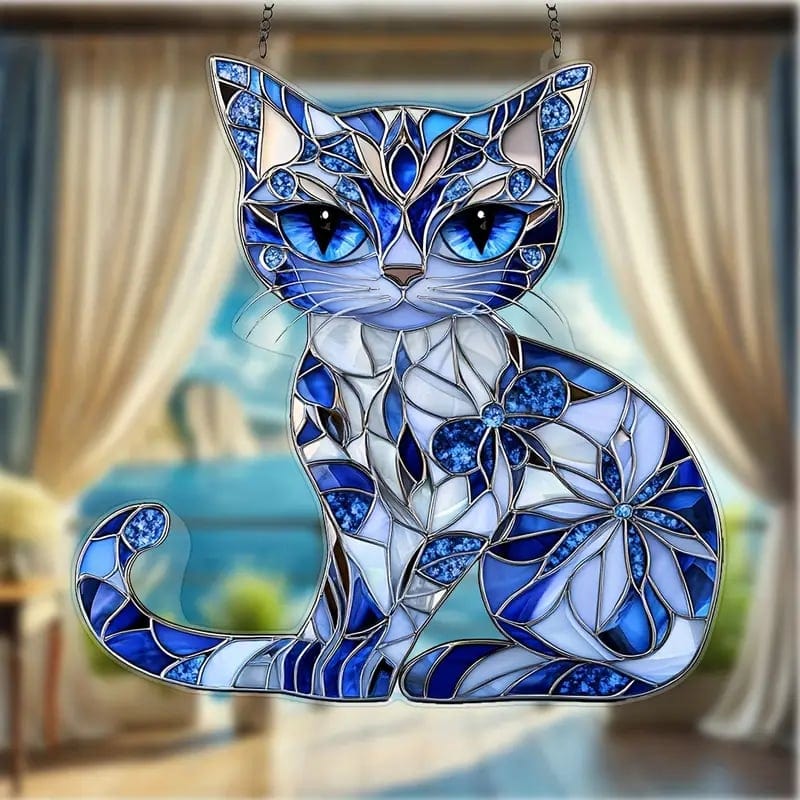 CZTICLE®Blue & White Cat Suncatcher Ornament🐱 D02