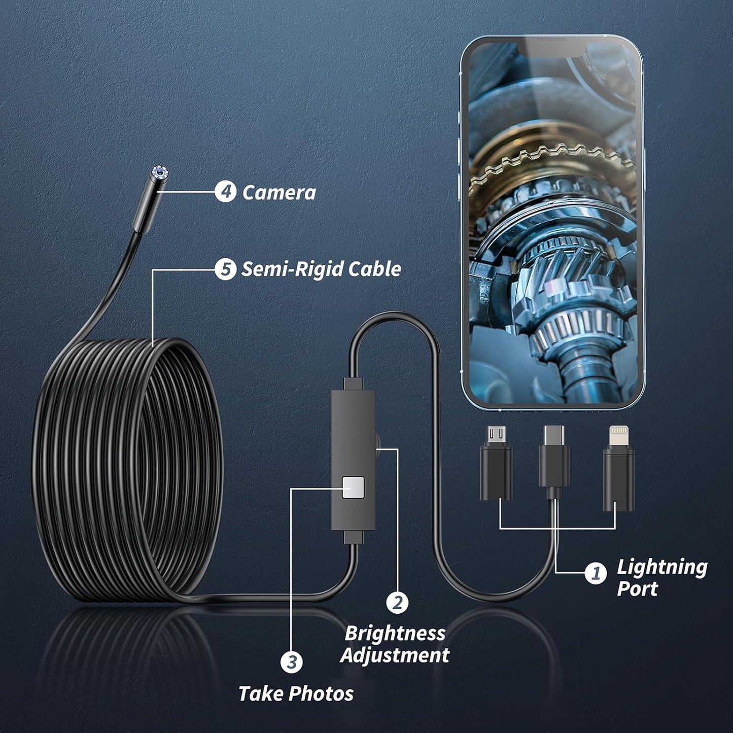 Cilifer®  🔎 Plug-and-Play Endoscope Camera – Compatible with Android & iPhone & ipad for Direct Connection D02
