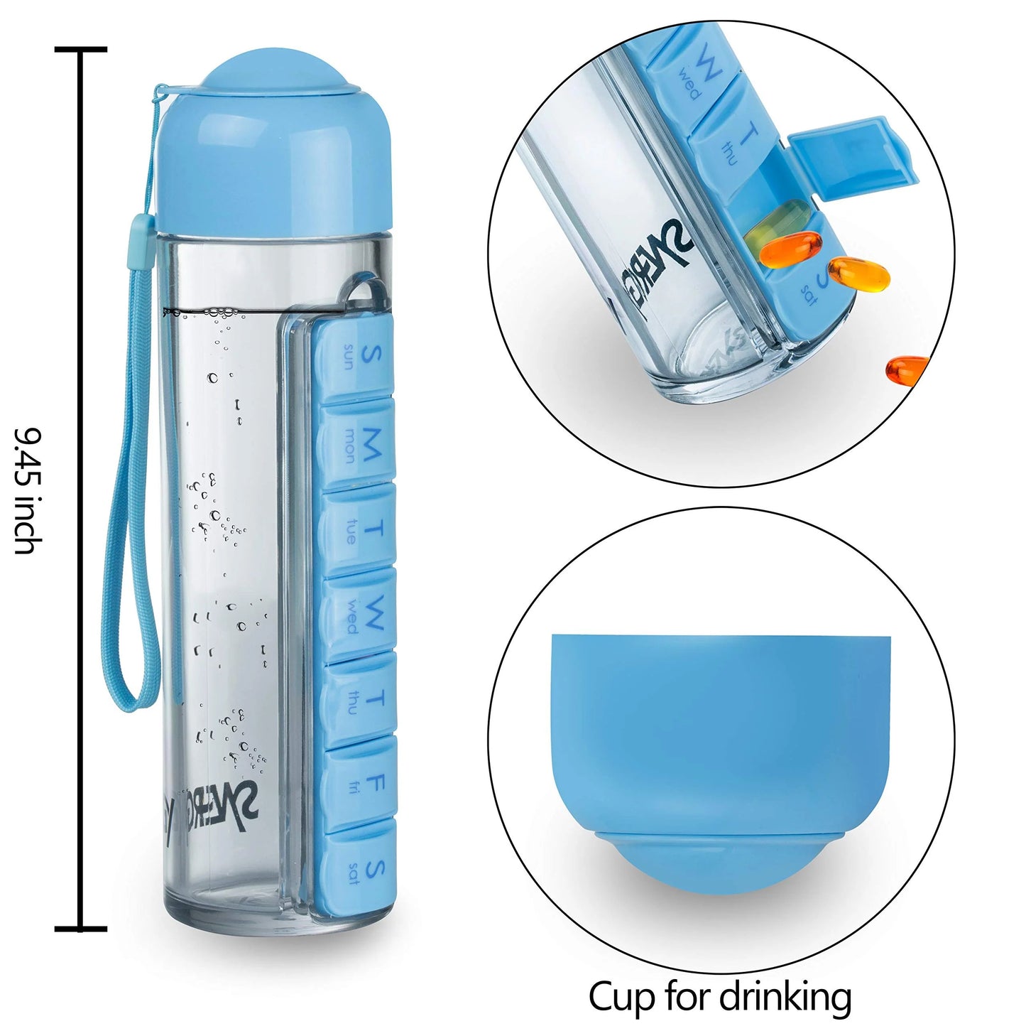 CZTICLE®🔥LAST DAY 50% OFF💊Synergy 7-Day Water Bottle & Pill Organizer (400ml) D01