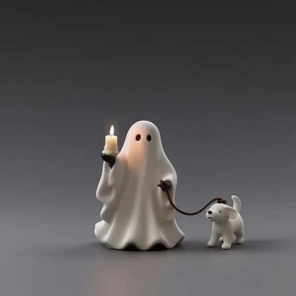 CZTICLE® Ghost & Pup Candle Holder | Whimsical Halloween Figurine D02