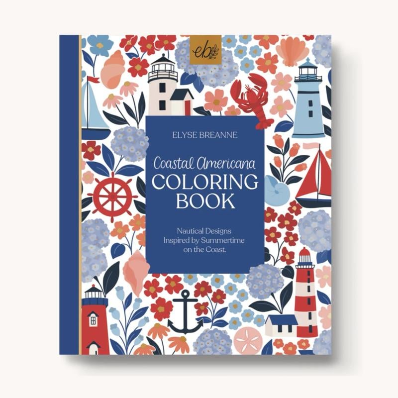 Cilifer®🎨 Coastal Americana Coloring Book – 40 Hand-Drawn Designs on Thick. Single-Sided Perforated Pages D01