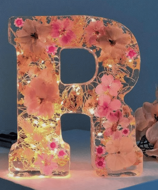 Handmade Floral Resin Night Light
