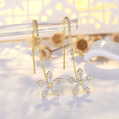 KISSHI™  Sweet Crystal Flower Long Earrings K🎁