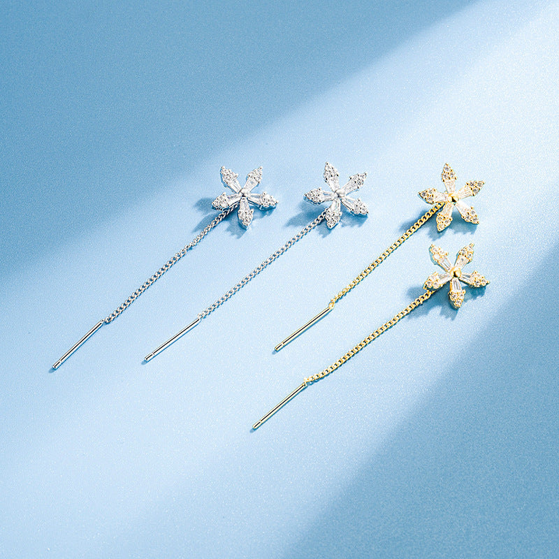KISSHI™  Sweet Crystal Flower Long Earrings K🎁